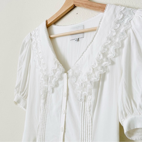 Reformation SIZE 4 Nonie white collared lace detail minu dress - Picture 4 of 7